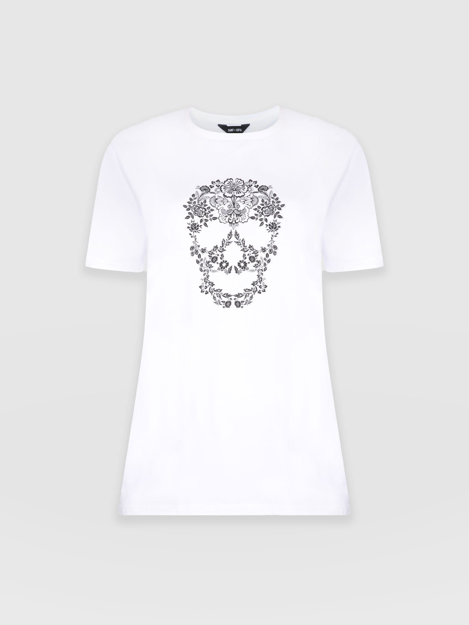 Boyfriend Tee White Skull - Women's T-Shirts | Saint + Sofia® USA